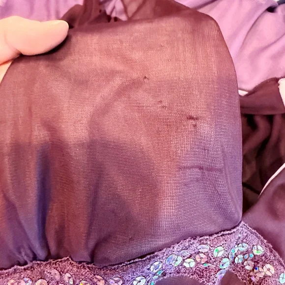 Plum Halter Cocktail Dress Ruffle Hem Beaded Waist Y2K Party Medium - Picture 10 of 16